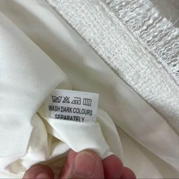 Luxdress Chunky Chain Fringe Button Front Long Sleeve Tweed Mini Dress - Picture 8 of 10